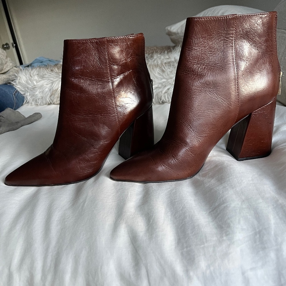 Elegant Brown Leather Ankle Boots